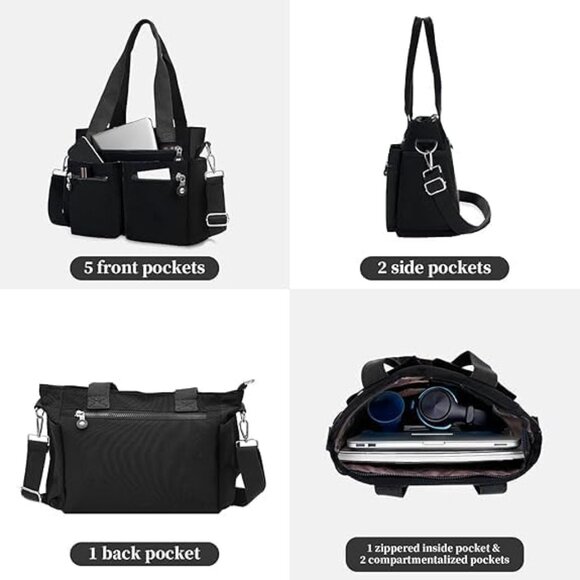 Nylon Tote Bag Compact Foldable Water-Resistant Travel Work Gym - Picture 3 of 6